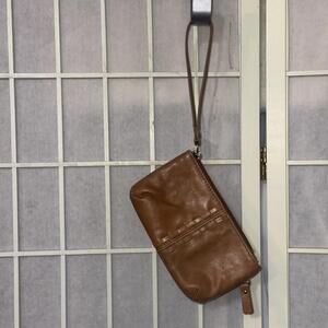 Boho Hippie Equestrian Brown Leather Mini Wristlet Wallet Coin Pouch